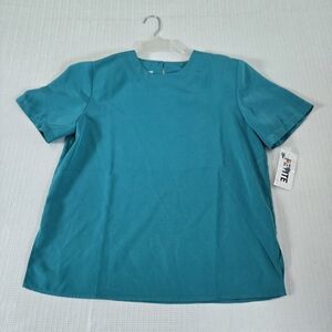 Teal Vintage Bedford Fair Women’s Classic Teal Blue Blouse Medium Petit NWT